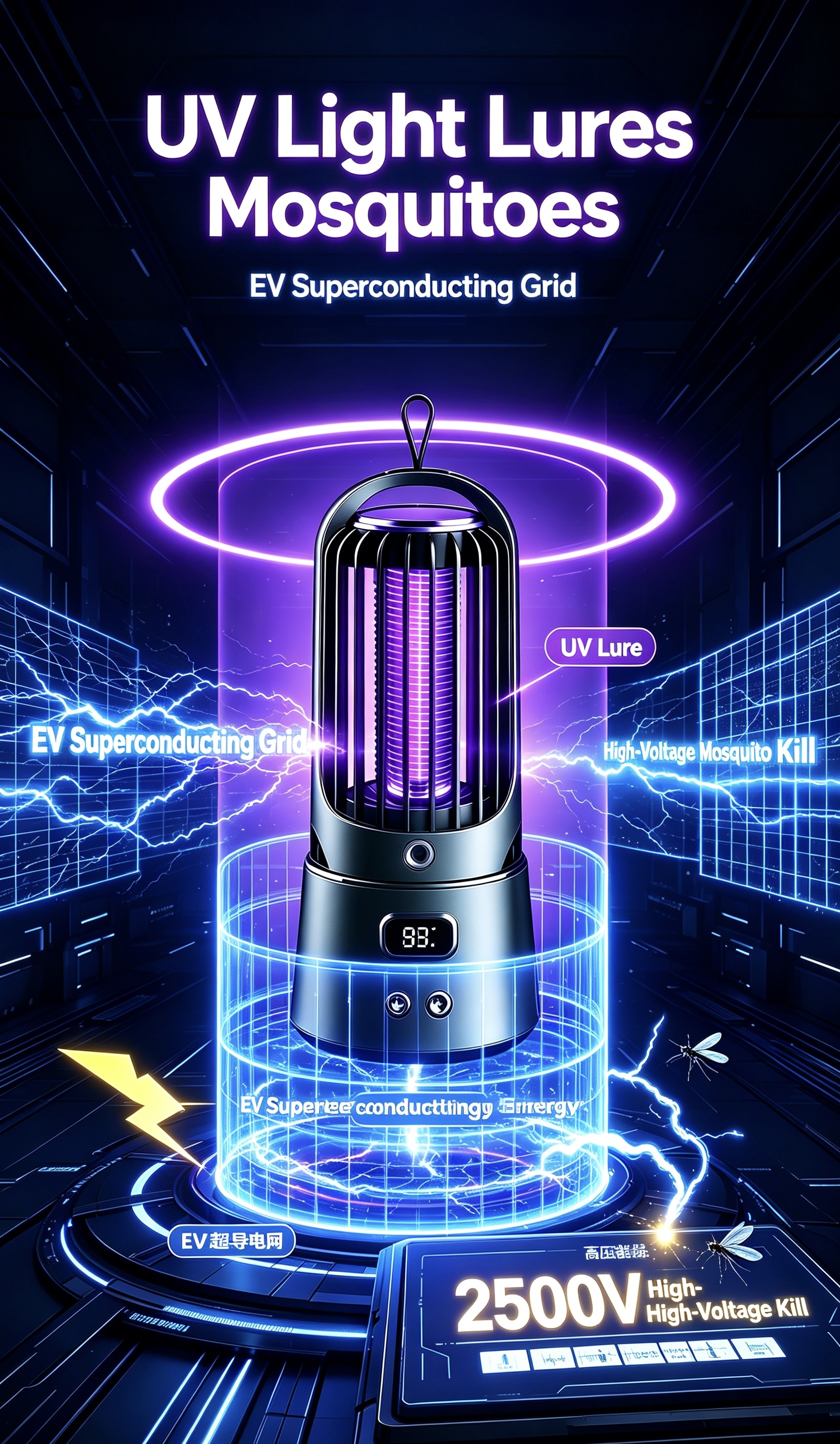 UV light mosquito attraction poster